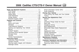 2006 Cadillac Cts Owner's Manual