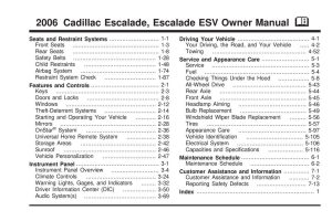 2006 Cadillac Escalade Owner's Manual