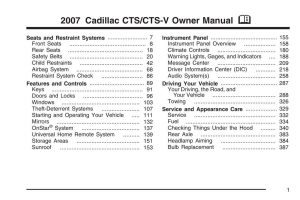 2007 Cadillac Cts Owner's Manual