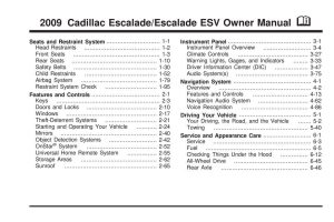 2009 Cadillac Escalade Owner's Manual