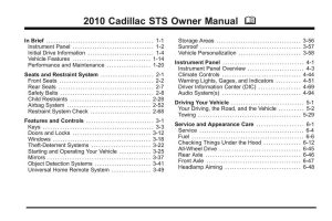 2010 Cadillac Sts Owner's Manual