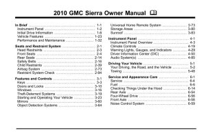 2010 GMC Sierra Owner's Manual