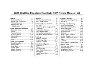 2011 Cadillac Escalade Esv Owner's Manual