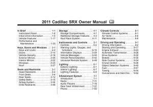 2011 Cadillac Srx Owner's Manual