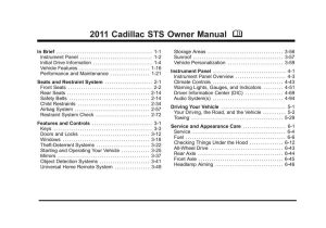 2011 Cadillac Sts Owner's Manual