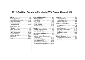 2012 Cadillac Escalade Esv Owner's Manual