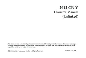 2012 Honda CrV Owner's Manual