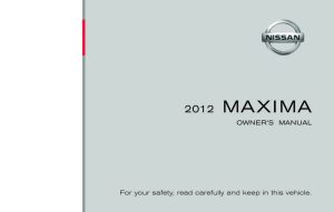 2012 Nissan Maxima Owner's Manual