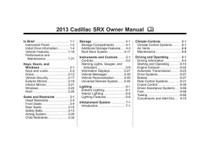 2013 Cadillac Srx Owner's Manual