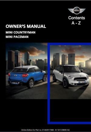 2013 Mini Paceman Owner's Manual