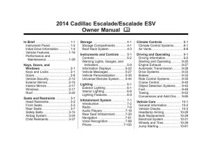 2014 Cadillac Escalade Esv Owner's Manual