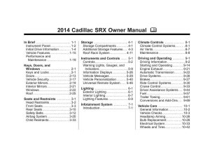 2014 Cadillac Srx Owner's Manual