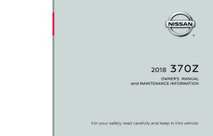 2018 Nissan 370z Owner's Manual